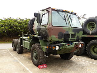 Republic of China (Taiwan) army BAE Systems-produced M1088 FMTV tractor truck in the car park of Hukou Camp
