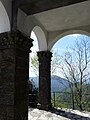 Particolare del porticato del santuario della Madonna di Caravaggio, Monte Orsena, Rapallo, Liguria, Italia