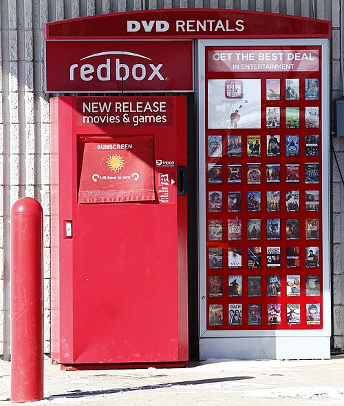 A Redbox kiosk in front of a Loaf 'N Jug in Gillette, Wyoming