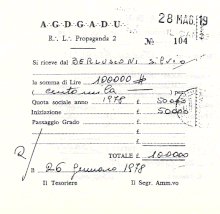 Receipt for membership of Silvio Berlusconi to "Propaganda 2" (P2) masonic lodge Ricevuta di pagamento per l'iscrizione del dott. Silvio Berlusconi alla loggia massonica P2.gif