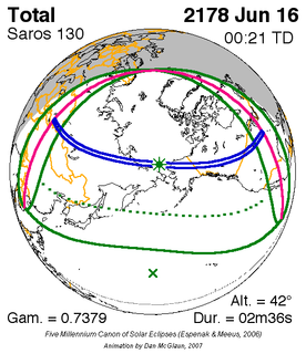 Solar eclipse of June 16, 2178 Future total solar eclipse