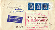 SS BREMEN 1929 Katapultflug First Eastbound Flight cover