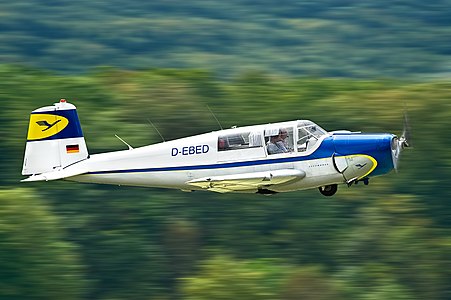 Saab Safir trainer airplane just started at Hahnweide airfield.