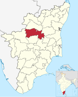 Salemin piirikunta Tamil Nadun kartalla.