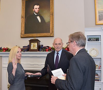 Kirstjen Nielsen taking the oath of office as the sixth U.S. Secretary of Homeland Security