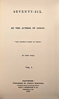 <i>Seventy-Six</i> (novel) 1823 historical fiction novel by John Neal