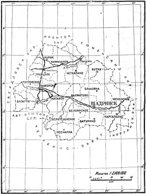 Shadrinsky kerület a térképen