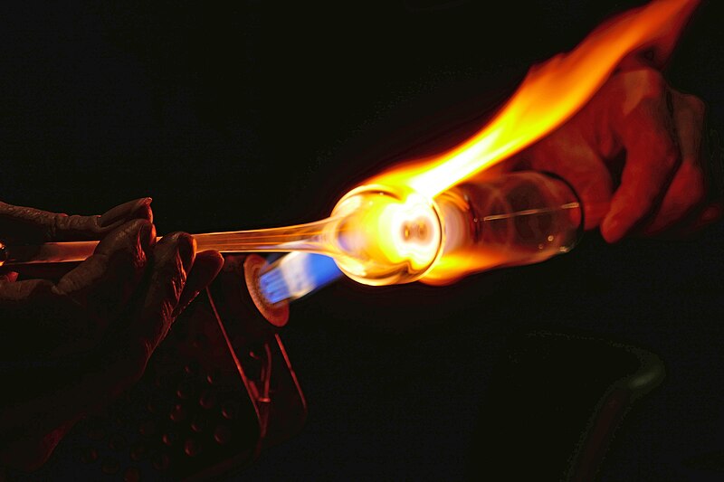 File:Shaping in the flame, glassworking in Wertheim, Germany.jpg