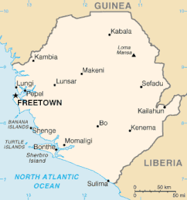 Kart over Republikken Sierra Leone