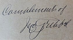 Presentation autograph by John Gribbel Signature of John Gribbel. Glenriddell Manuscript facsimile volume 1. 1914.jpg