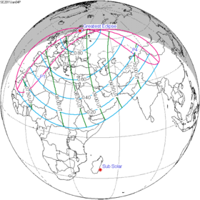 Mapa do eclipse geral.