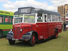 Preserved 1944 Bedford OWB with replica Duple utility body. Wartime bodies used untreated timber and often had short lives Southdown 100 - Portsmouth 170 (CTP200).JPG