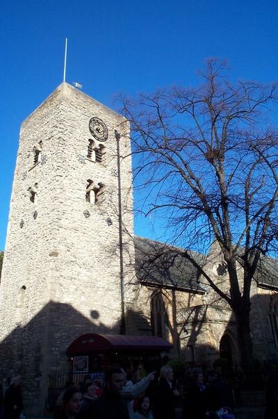 The Saxon tower of St Michael at the North Gate in Cornmarket Street.