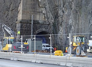 Stadsgårdstunneln, västra tunnelöppning (tillfälligt avstängd), 2019.