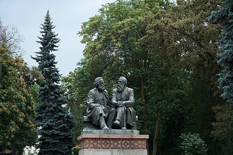 Statues of Marx and Engels in Bishkek.jpg