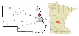 Stearns County Minnesota Incorporated and Unincorporated areas Sartell Highlighted.svg