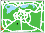 Map of Green with some key features: (A) Fusiliers' Arch (B) O'Donovan Rossa (C) O'Connell Bridge (D) WolfeTone & Famine Memorial (E) Lord Ardilaun (F) Markievicz (G) Playground (H) Bandstand (I) Three Fates Stephensgreenmap.gif