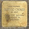 Stolperstein Jablonskistr 7 (Prenz) Gertrud Croner.jpg