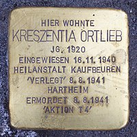 Stolperstein for Kreszentia Ortlieb (1920) in Memmingen.jpg