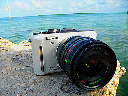 Panasonic Lumix GF1 with K mount adapter and Cambron 28mm manual lens
