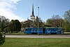 A tram passes by the Old Town