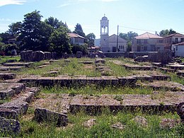 Temple of Athena Alea, the visible foundations belong to a 4th c. BCE temple designed by the architect Scopas, Tegea, Greece (8208720184).jpg