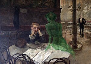 Viktor Oliva (1861-1928): Der Absinthtrinker (1901; Gemälde im Cafe Slavia in Prag)