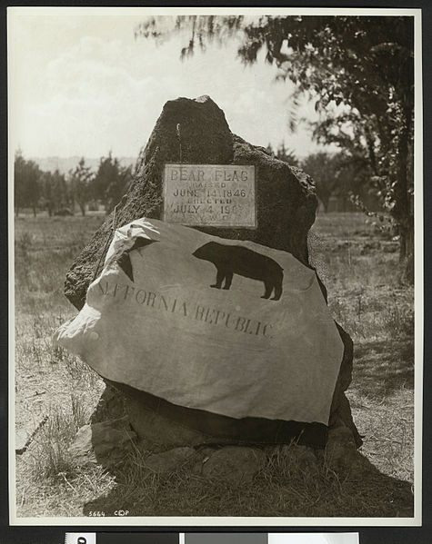 File:The Bear Flag draped and tied around the Bear Flag Monument, Sonoma, ca.1915 (CHS-5664B).jpg