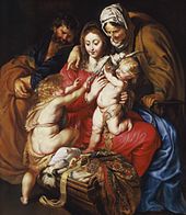 Svatá rodina se sv. Alžbětou, sv. Janem a holubicí LACMA 53.27.jpg