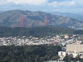 The view of the Golden Gate Bridge from Twin Peaks.