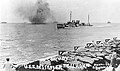 Siboney is seen in the distance off the bow of USS Colhoun (DD-85), mid-1918