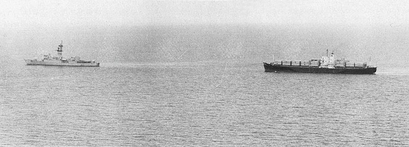 File:USS Harold E. Holt (DE-1074) tows SS Mayaguez away from Koh Tang island, Cambodia, on 15 May 1975.jpg