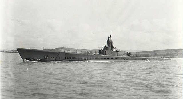 USS Spadefish (SS-411) off Mare Island Navy Yard on 11 May 1944.