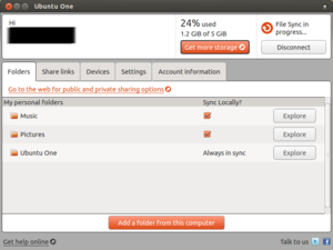 Ubuntu One Desktop клиенті Ubuntu 13.04