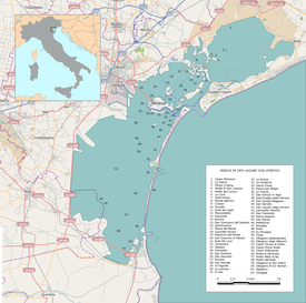 La laguna de Venecia: Torcello está rotulada con el 10