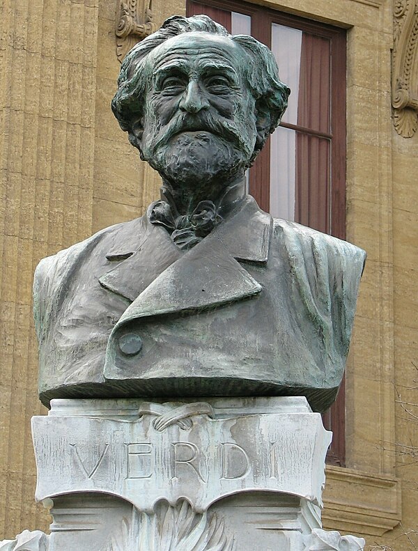 Bust of Giuseppe Verdi outside of the Teatro Massimo