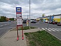 Bus stop in Vestec, Prague-West District, Central Bohemian Region.