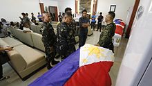 Wake for soldiers who died in the conflict Wake of soldiers who died in friendly fire marawi crisis.jpg