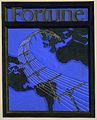 Cover proposal for Fortune showing telephone lines spanning the globe (between 1930 and 1940)