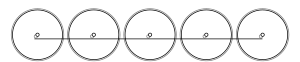 Diagrama de cinco grandes rodas motrizes unidas por uma haste de acoplamento