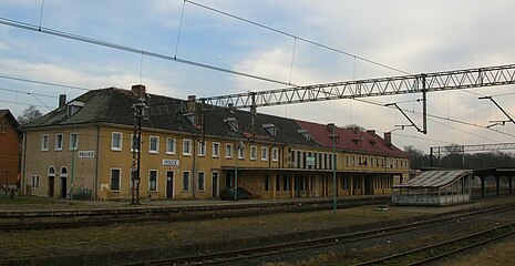 The Main Railway Station in Police, a town in Pomerania, Poland