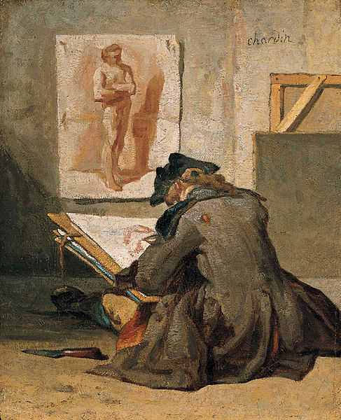 File:'Young Student Drawing', oil on panel by Jean Siméon Chardin, c. 1738, Kimbell Art Museum.jpg