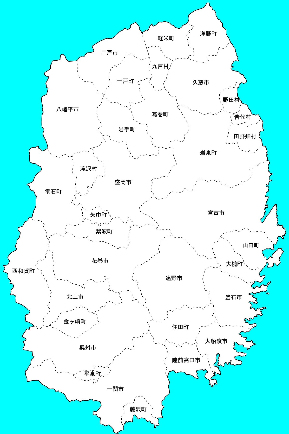ファイル 岩手県 地方行政区分 地図 Jpg Wikipedia