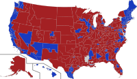 Harta circumscripțiilor electorale în funcție de culoarea politică a reprezentantului.