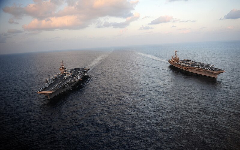 File:120119-N-YL945-045 - USS Abraham Lincoln (CVN 72) and USS John C. Stennis (CVN 74) join for a turnover of responsibility in the Arabian Sea.jpg