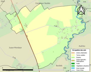 Kolorowa mapa przedstawiająca użytkowanie gruntów.