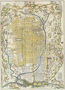 1696 Genroku 9 (early Edo) Japanese Map of Kyoto, Japan - Geographicus - Kyoto-genroku9-1696.jpg