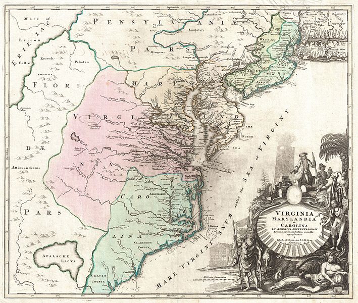 File:1715 Homann Map of Carolina, Virginia, Maryland and New Jersey - Geographicus - VirginiaMarylandiaCarolina-homann-1715.jpg