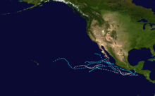 1954 Podsumowanie sezonu huraganów na Pacyfiku map.png