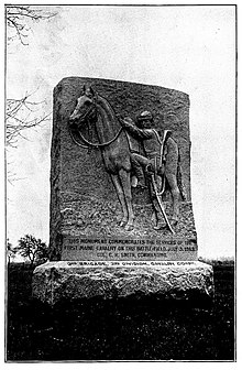 1st Maine Volunteer Cavalry's monument, Gettysburg National Battlefield, 1898. 1st ME Cavalry p469.jpg